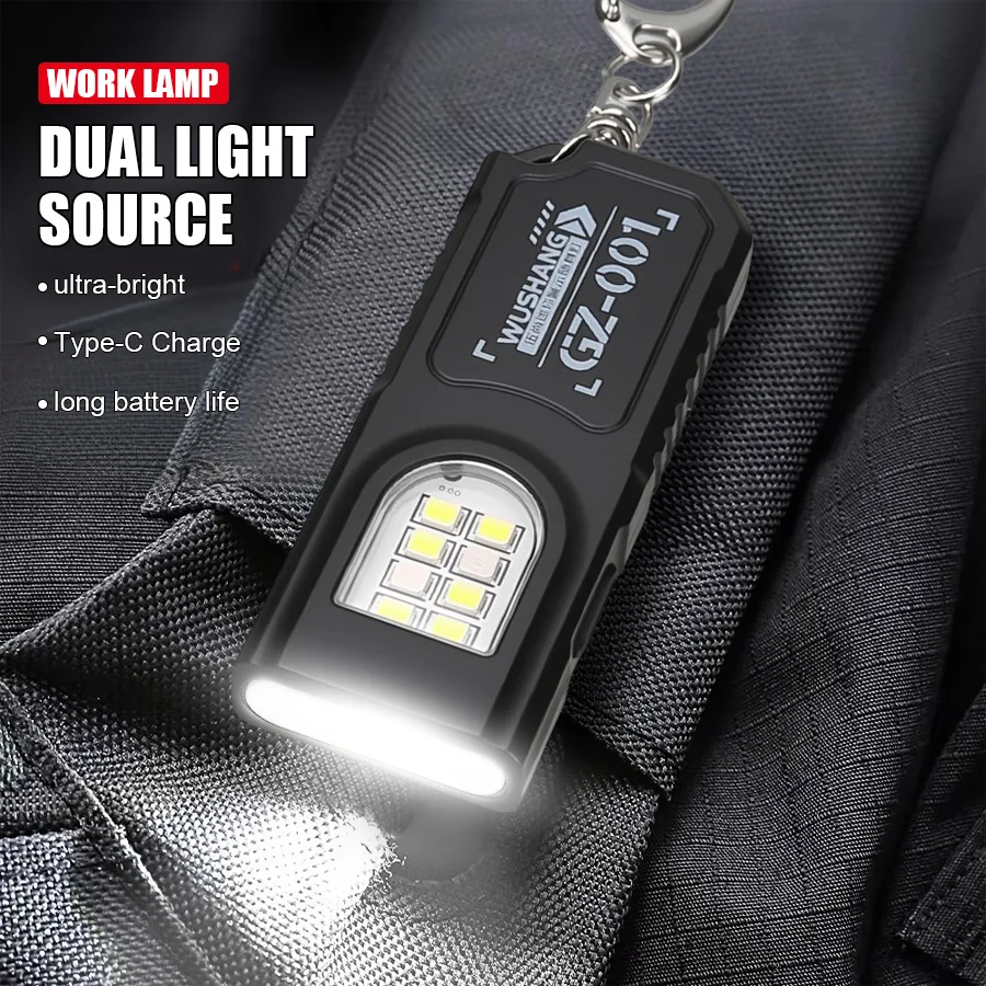 Mini linterna con llavero con imán, lámpara multifunción recargable, linterna portátil con Clip, luz de Camping impermeable