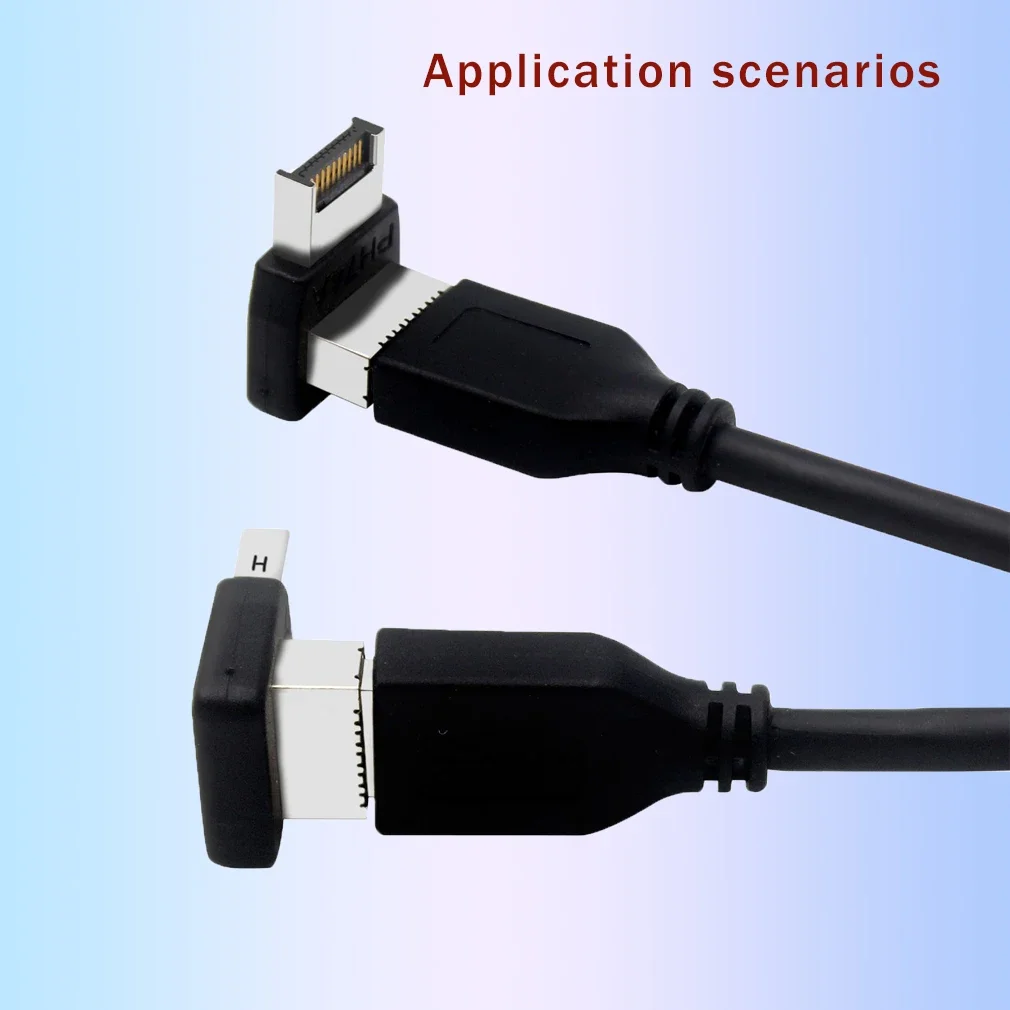 อะแดปเตอร์เชื่อมต่อ USB USB3.0 19 P/20 P ถึง TYPE-E 90 องศาอะแดปเตอร์แปลงด้านหน้า TYPE C ซ็อกเก็ตเมนบอร์ดคอมพิวเตอร์