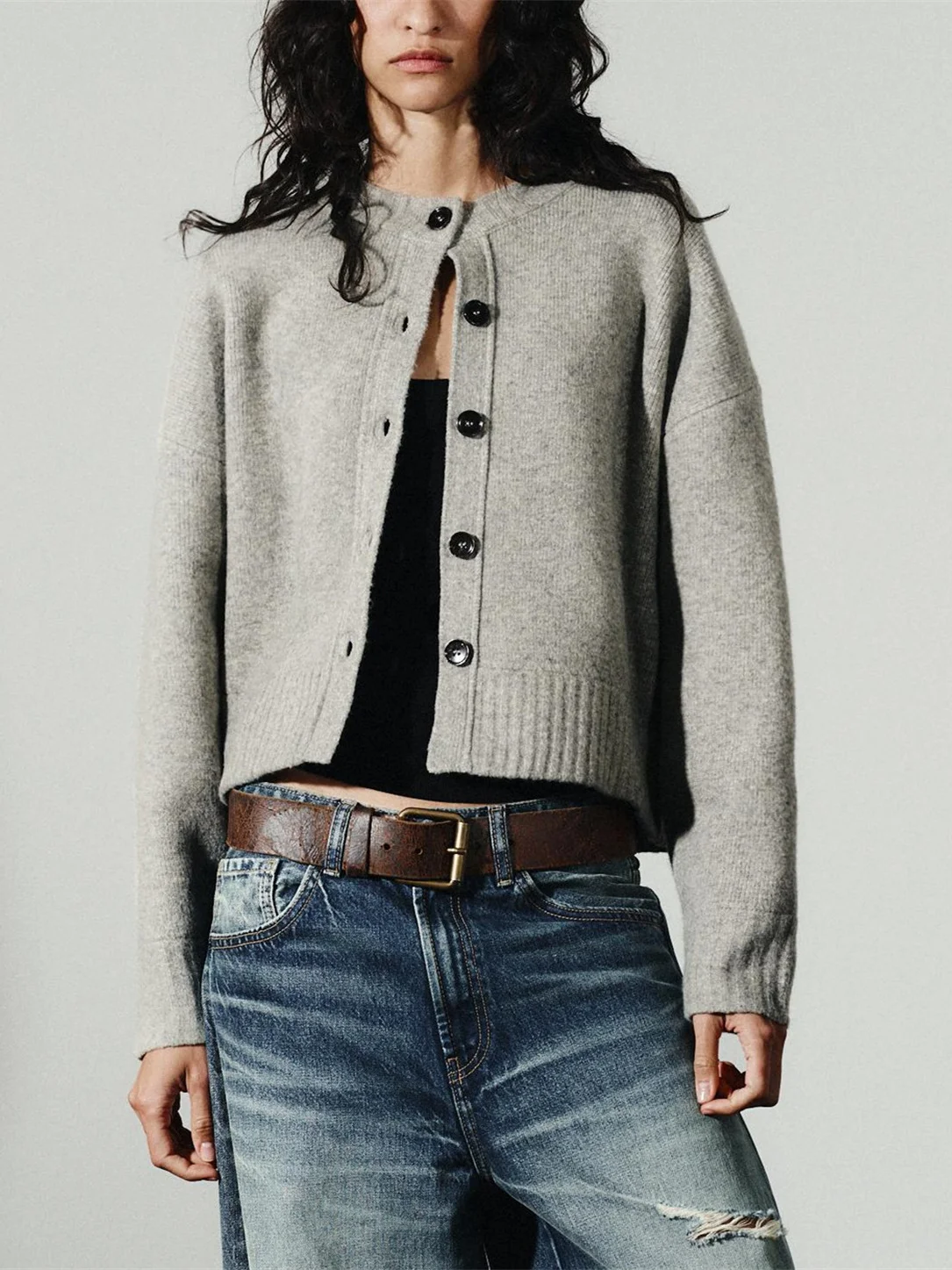 جديد الخريف Faion بسيط Sle المرأة طويلة Sve جولة Ne محبوك سترة مفتوحة معطف لينة ملابس خارجية فضفاضة 24245