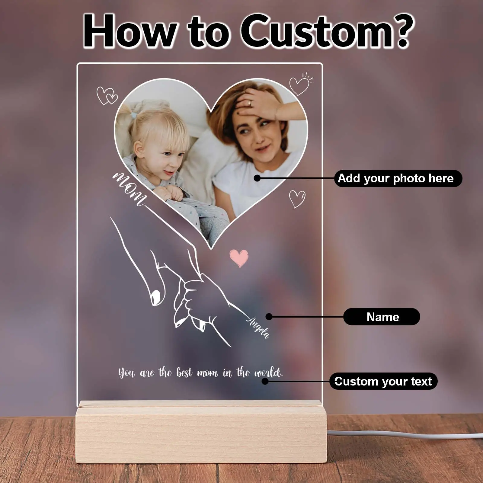 Anniversary LED Lamp Couples LED Light Board with Personalized Photos Night Light Custom Picture Frames Birthday Gifts