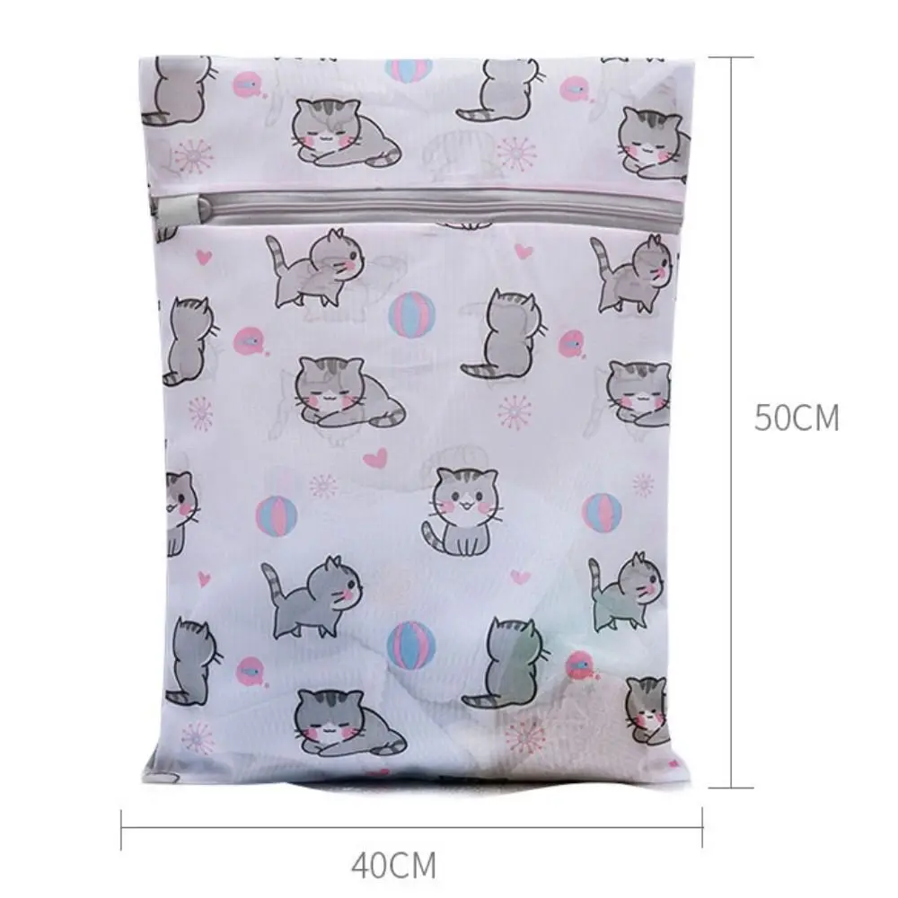 In Machine Cute Laundry Bag Cartoon Cat Printing Dirty Clothes Bag Foldable Mesh Washing Net Pouch Clothing Care Protection