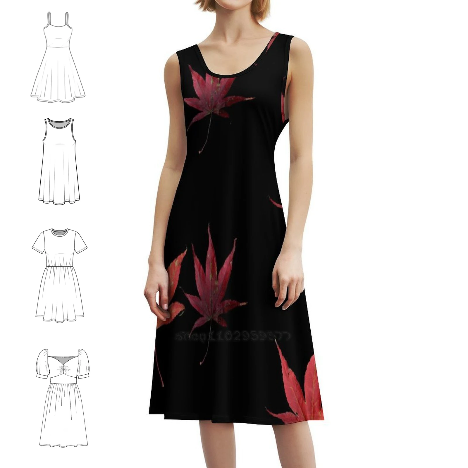 

Осеннее богемное платье без рукавов с листвами для женщин, пляжные вечерние платья с принтом Ahorn Maple Acer, осеннее платье с красными листьями