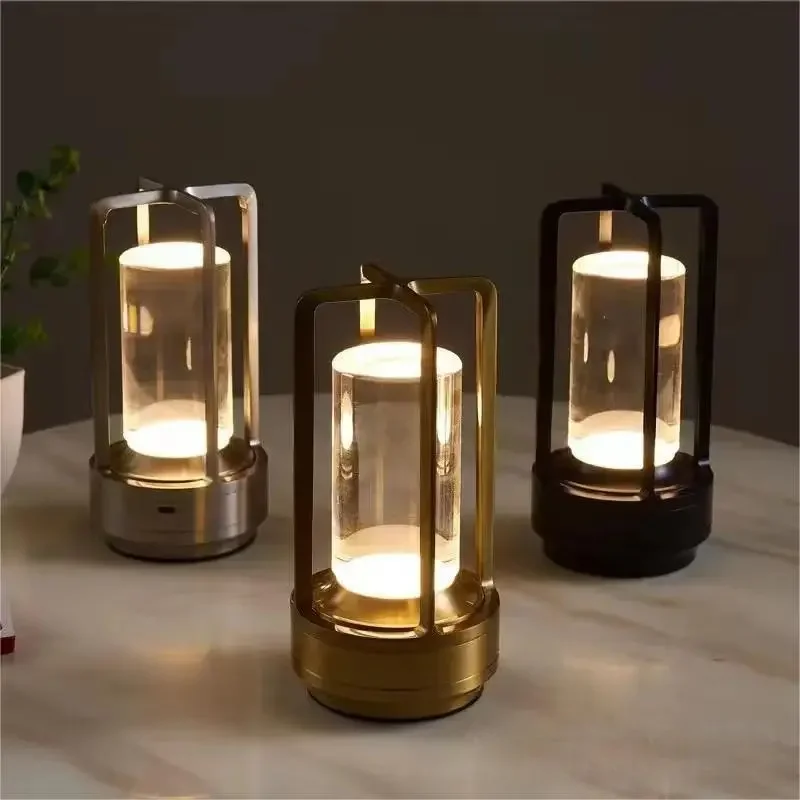 

LED Cordless Table Lamp Industrial Style Metal Desk Lamps Outdoor Camping Atmosphere Light Restaurant Creative Night Lights