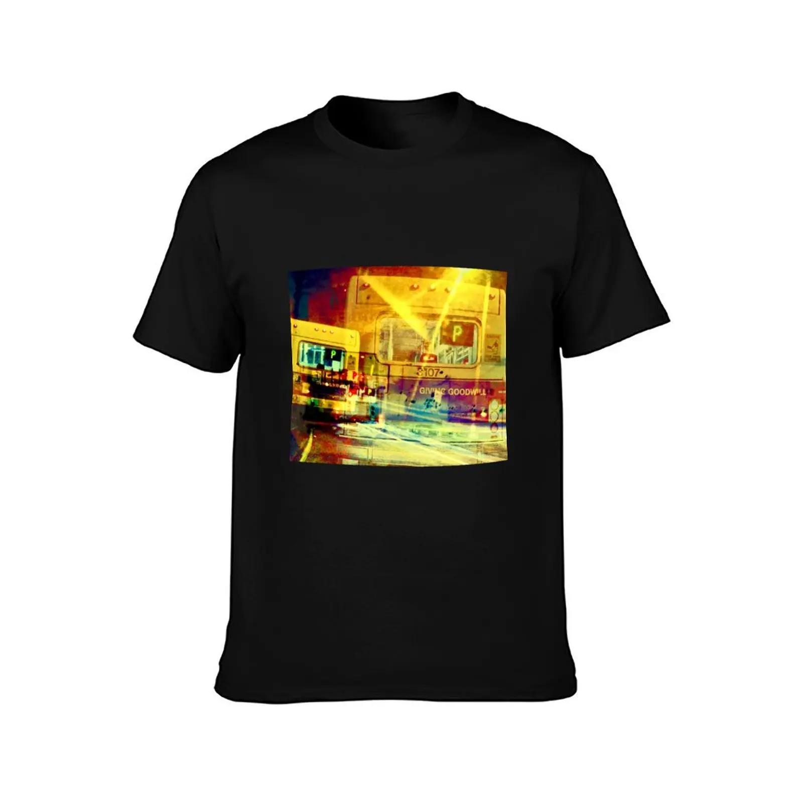 Night Bus in Oakland T-Shirt Outdoor Work Short Sleeve Top T-Shirt