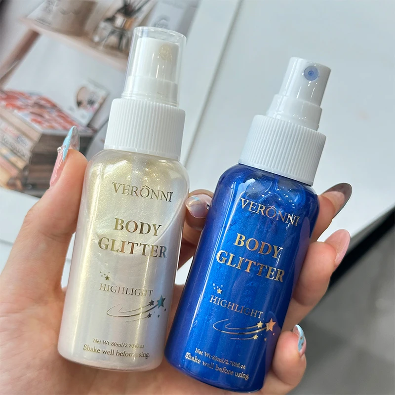 Glitter Hair Shimmer Spray,Multi-Purpose Body & Face Fine Mist Body Glow Body Highlighter Flakes Face,Body Hair Spray Makeup