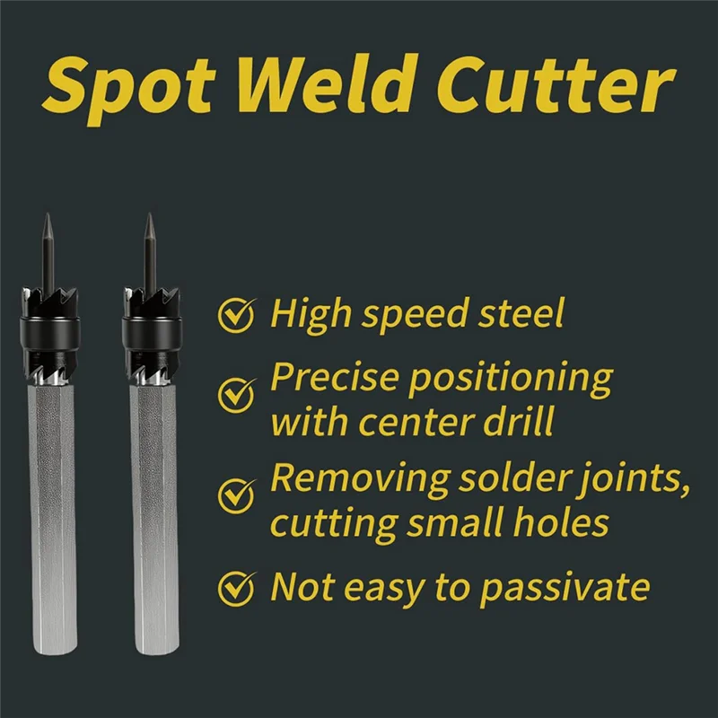 FYBL-Punkt-Schweißschneider-Sets, doppelseitig, 13-teilig, 3/8 Zoll und 5/16 Zoll HSS, titanbeschichtetes Kobalt-Punktschweißbohrer-Set, 6,5 mm, 8 mm, 1