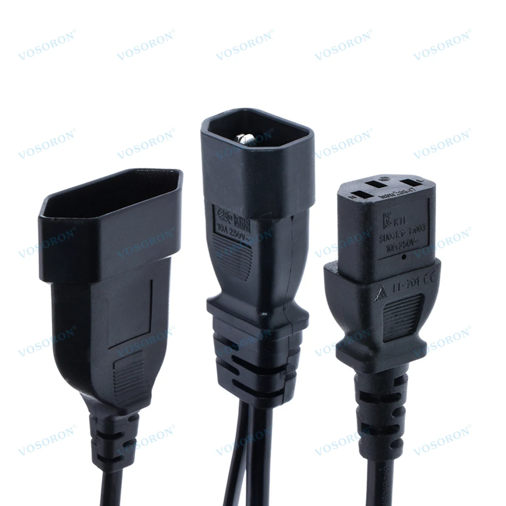 

Y Splliter Power Cord IEC320 C14 Plug 3-Prong Male Power Cable Cord AC Power Adapter to C13+ CEE7/16 2Pin Female Socket