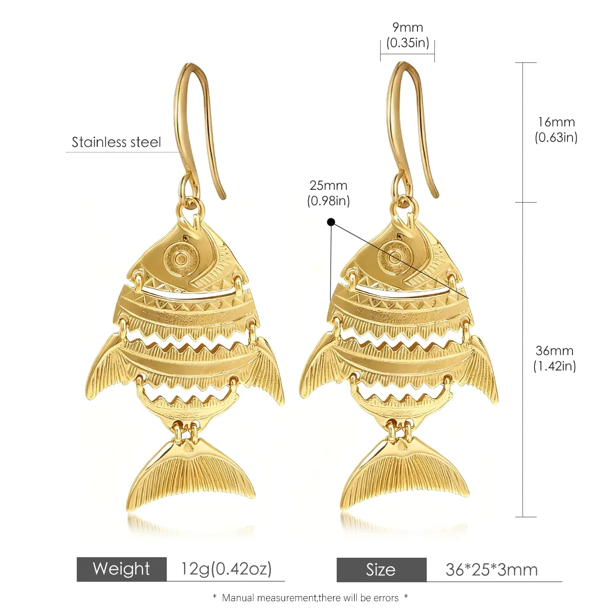 

Fashion Ocean Fish Copper Pendant Earrings Plated Lucky Koi Earrings Accessories Cute and Playful Suitable for Women