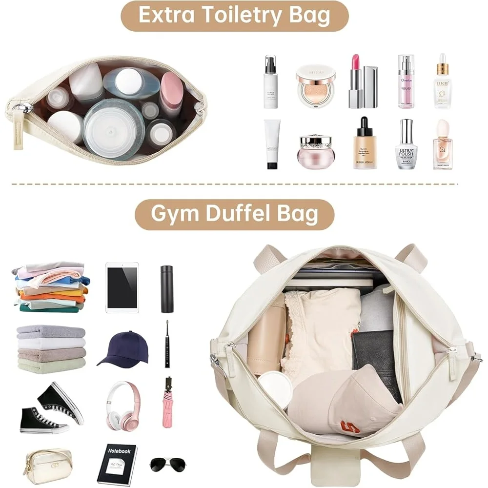 

Gym Bag Women Travel Duffel Bag with Shoe Compartment Wet Pocket USB Charging Port Waterproof Weekender Bag Multi-purpose