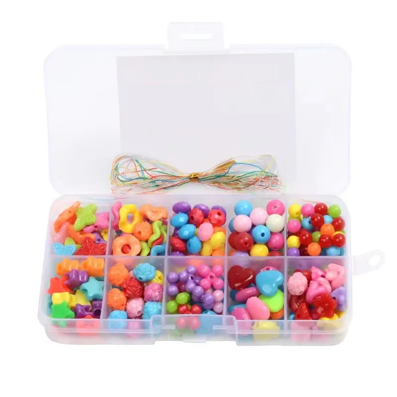 Crystal Children DIY beaded transparent box packaging, acrylic beads Puzzle Toys DIY hand beaded bracelet birthday gift