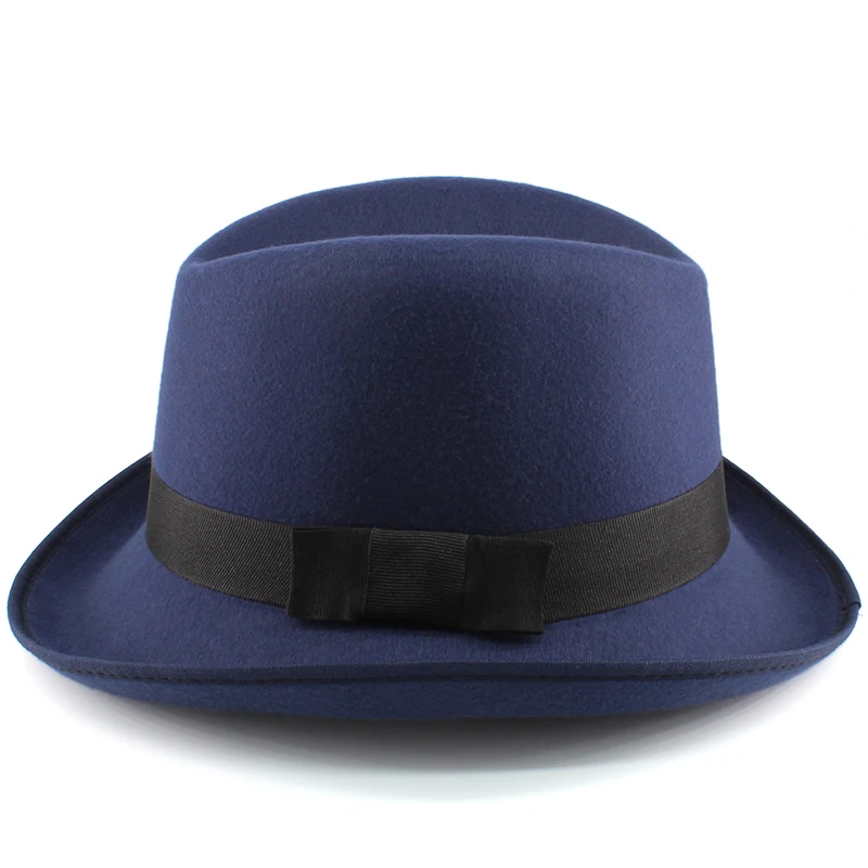 Männer Frauen Klassische Retro Wollmischung Homburg Hüte Woll-Fedora-Kappen Trilby Sonnenhut Reise Party Einstellbar UK M-L US 7 1/8-7 3/8 – Detail 14