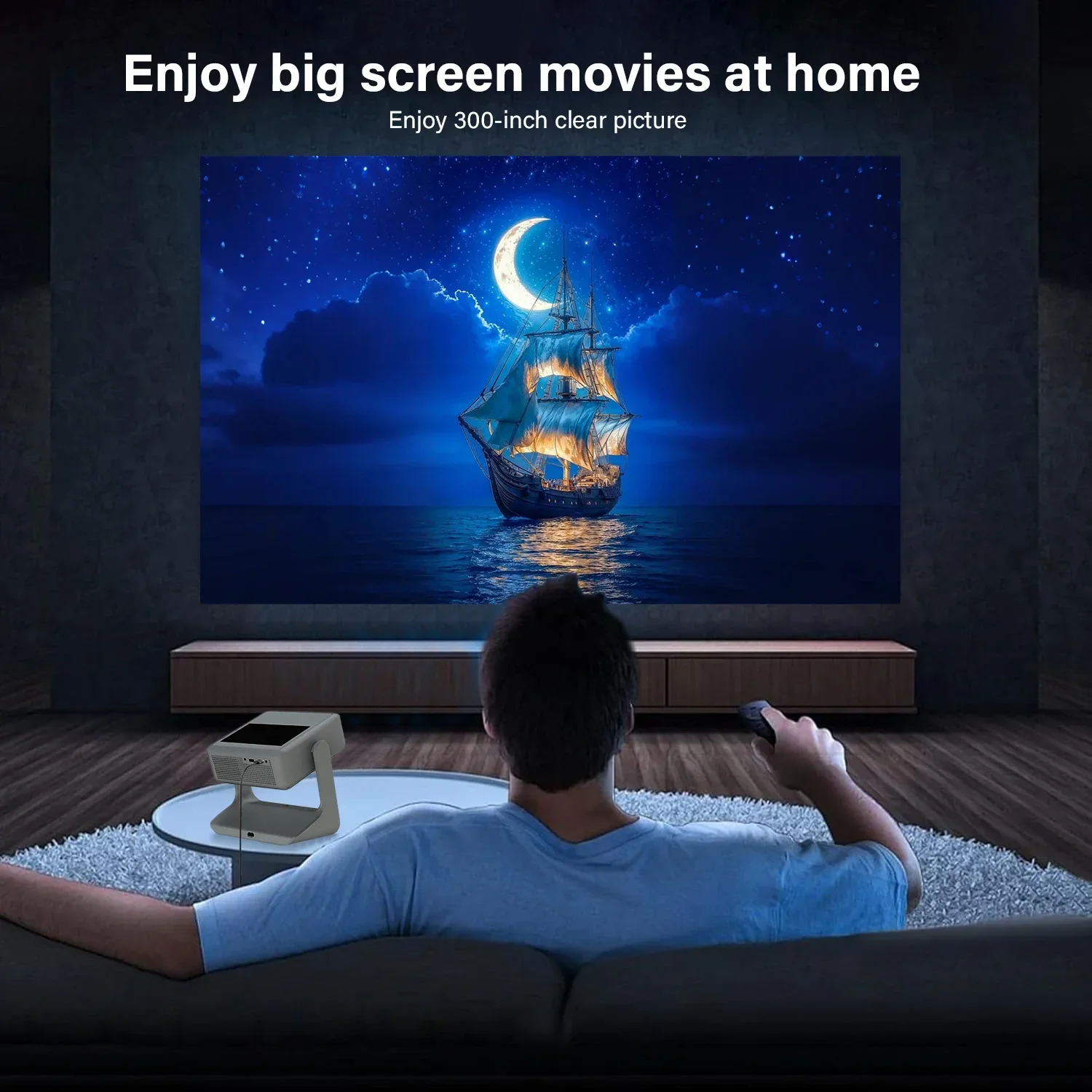 Netflix, Prime โปรเจคเตอร์วิดีโอ 8 ''หน้าจอสัมผัส 4K 1080P WiFi Bluetooth Android iOS Mirroring 180 °   พลิก HDMI USB Gaming 30-300''