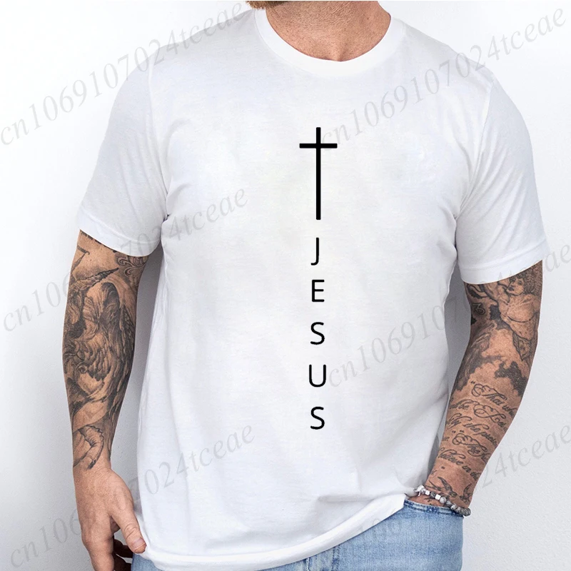 تي شيرت رجالي صيفي كاجوال عصري فضفاض كبير مطبوع عليه حروف متقاطعة وسيسيس تي شيرت رياضي برقبة دائرية وأكمام قصيرة #5