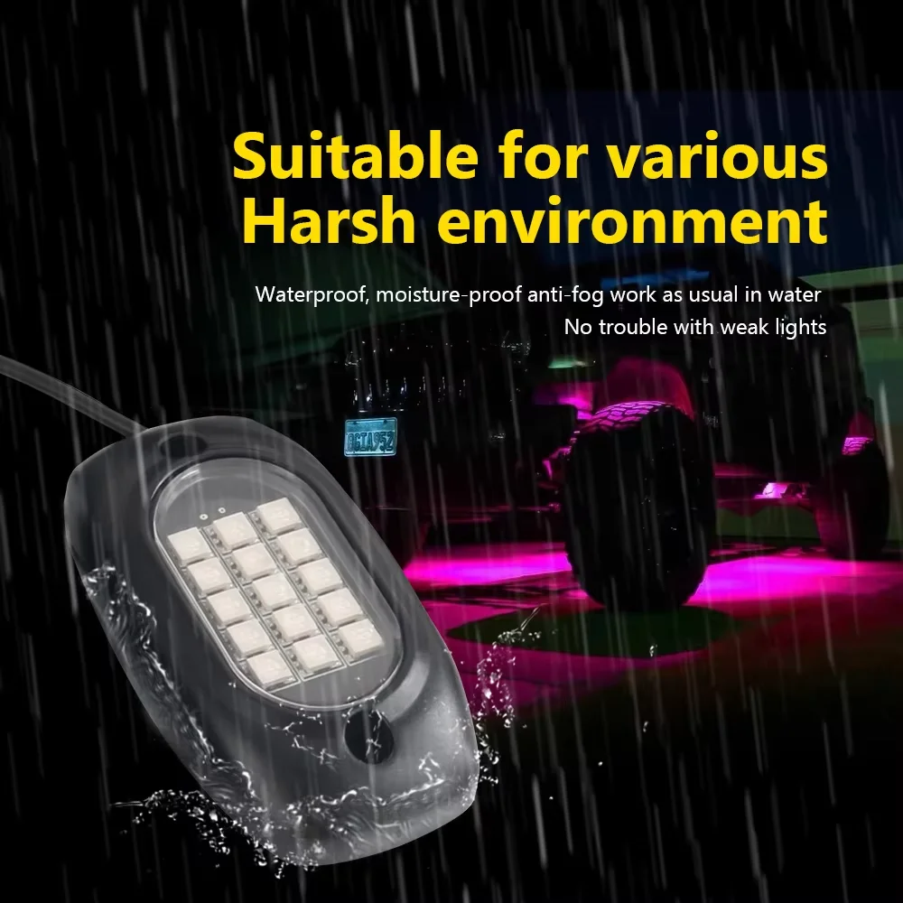 4/5/6 Pods RGB LED Rock Light Music Mode APP Remote Control Kit Symphony Moving Ambient Underglow Neon Lamp For Truck Jeep SUV