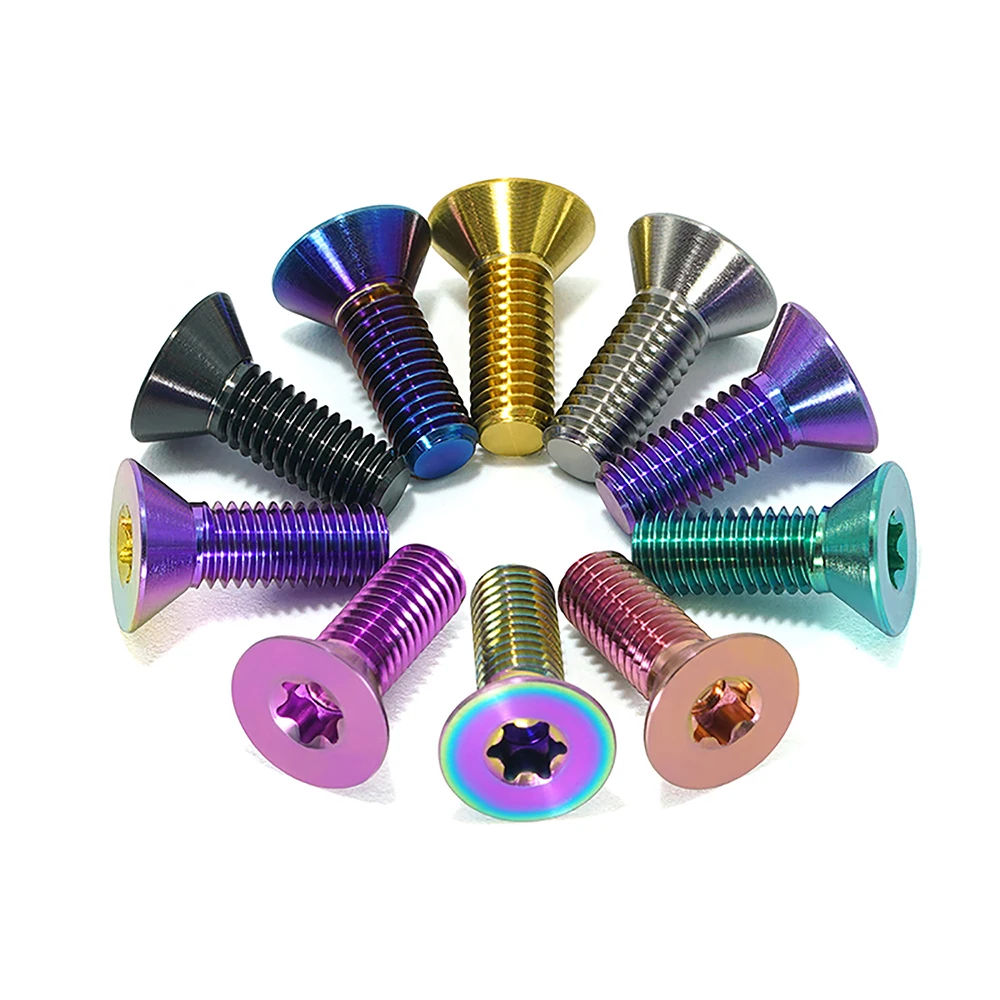 1PCS Titanium Ti Bolt M3 M4 M5 M6 X 8 10 15 20 25 30 35 40 mm Torx Flat Countersunk Head Screw for Bicycle Motorcycle Car