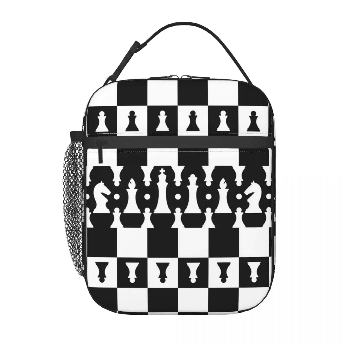 Chess Pieces On Board Chessboard Insulated Lunch Bag for Women Kids Portable Food Boxes Thermal Lunch Box Tote