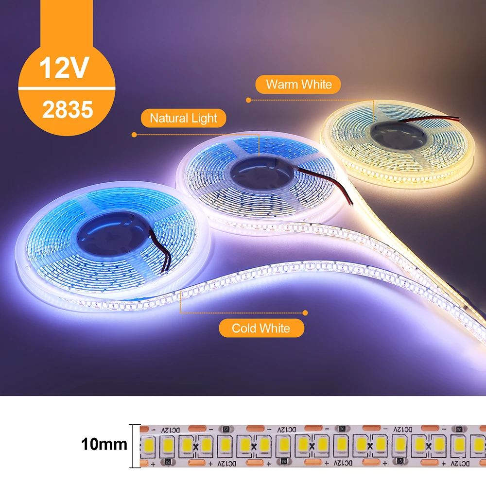 5 متر LED قطاع ضوء 12 فولت مصلحة الارصاد الجوية 2835 IP65 مقاوم للماء 240 المصابيح/م الدافئة الطبيعية الأبيض شريط مرن حبل الشريط خزائن ديكور المنزل