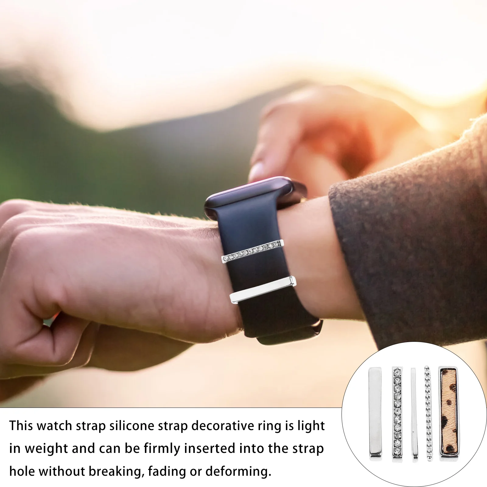 

5Pcs Watch Strap Charms Durable Zinc Alloy Decorative Rings Easy Install Smartwatch Band Accessories Watch Strap Charms