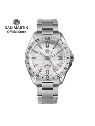 San Martin Neue 39mm Wüste Textur Luxus Männer Business Kleid GMT Uhr NH34 Automatische Mechanische Wasserdicht 100m Leucht SN0129
