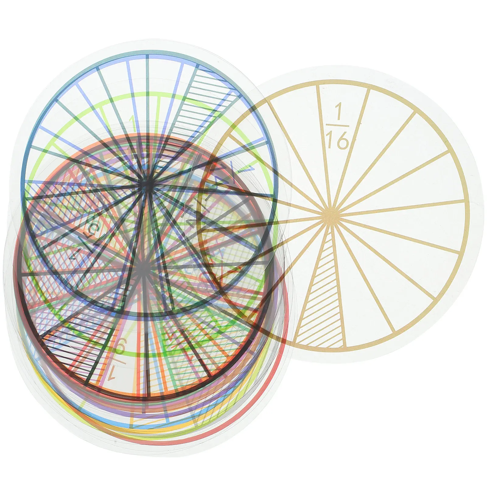 16Sheets PVC Fraction Circles for Kids Math Learning Safe Smooth Edges Early Educational Teaching Aid Fraction Manipulatives