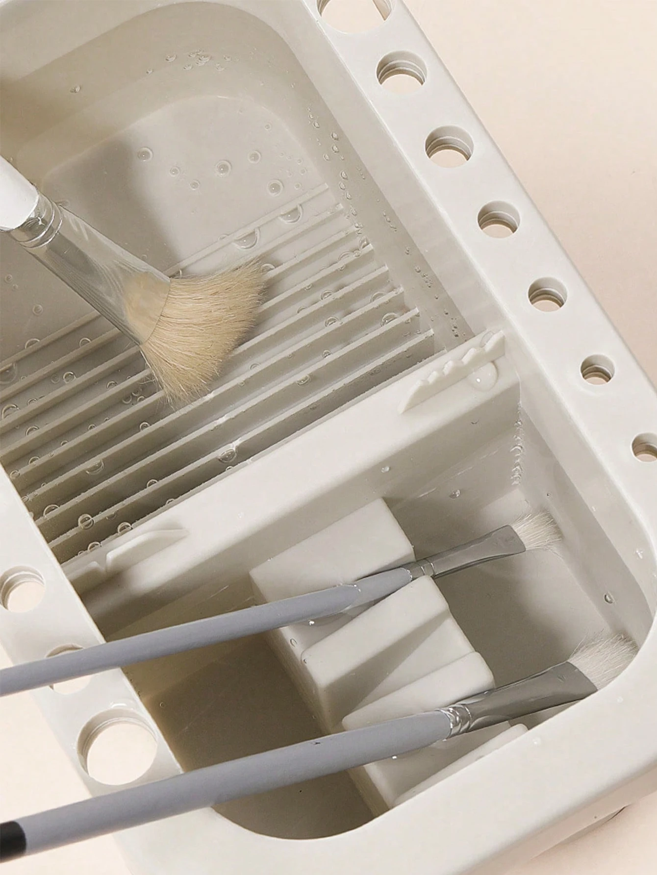 3-in-1 Paint Brush Washer with Palette & Brush Holder, Art Cleaning Tool for Watercolor & Acrylic