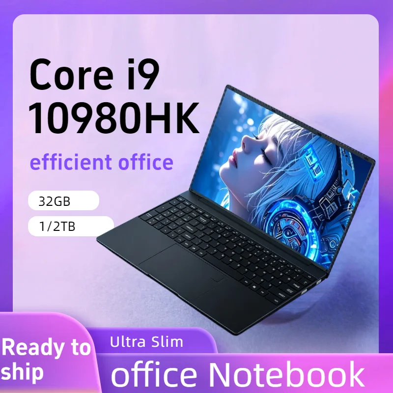 2026 Laptop Intel Core i9-10980HK 32GB RAM  2TB SSD 15.6' Office Gaming Laptops Fingerprint UnIock Notebook Protable PC
