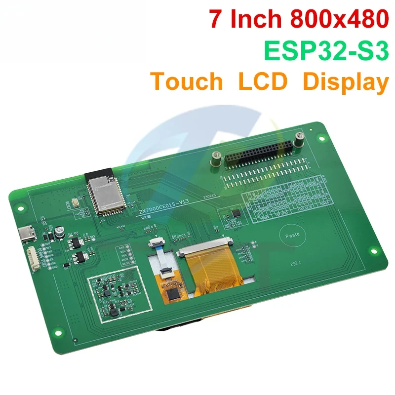 7.0인치 800x480 정전식 터치스크린 LCD 디스플레이, RGB 인터페이스 ESP32-S3 모듈, 내장 16MB SPI 플래시 및 8MB PSRAM 탑재