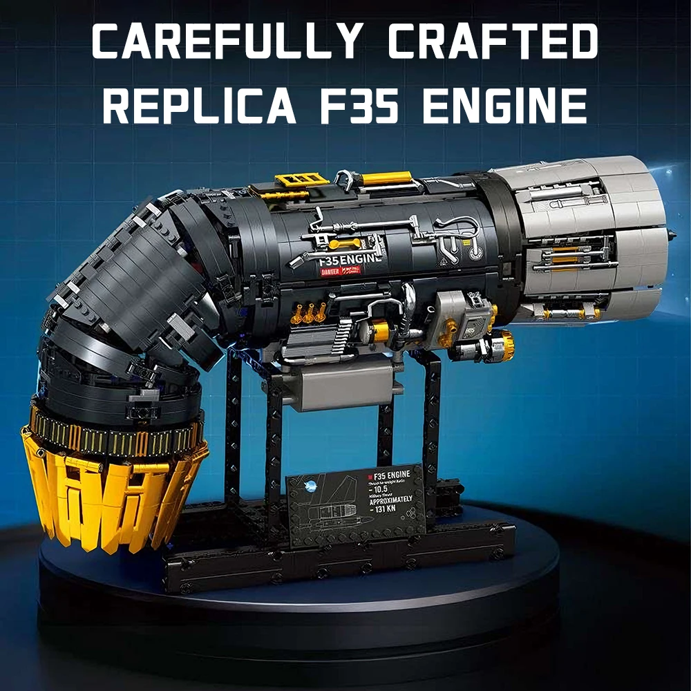 Highly Restored F35B Aviation Engine Model Building Block 90° Rotatable Tail Structure Authentic Vertical Takeoff Assembly Brick