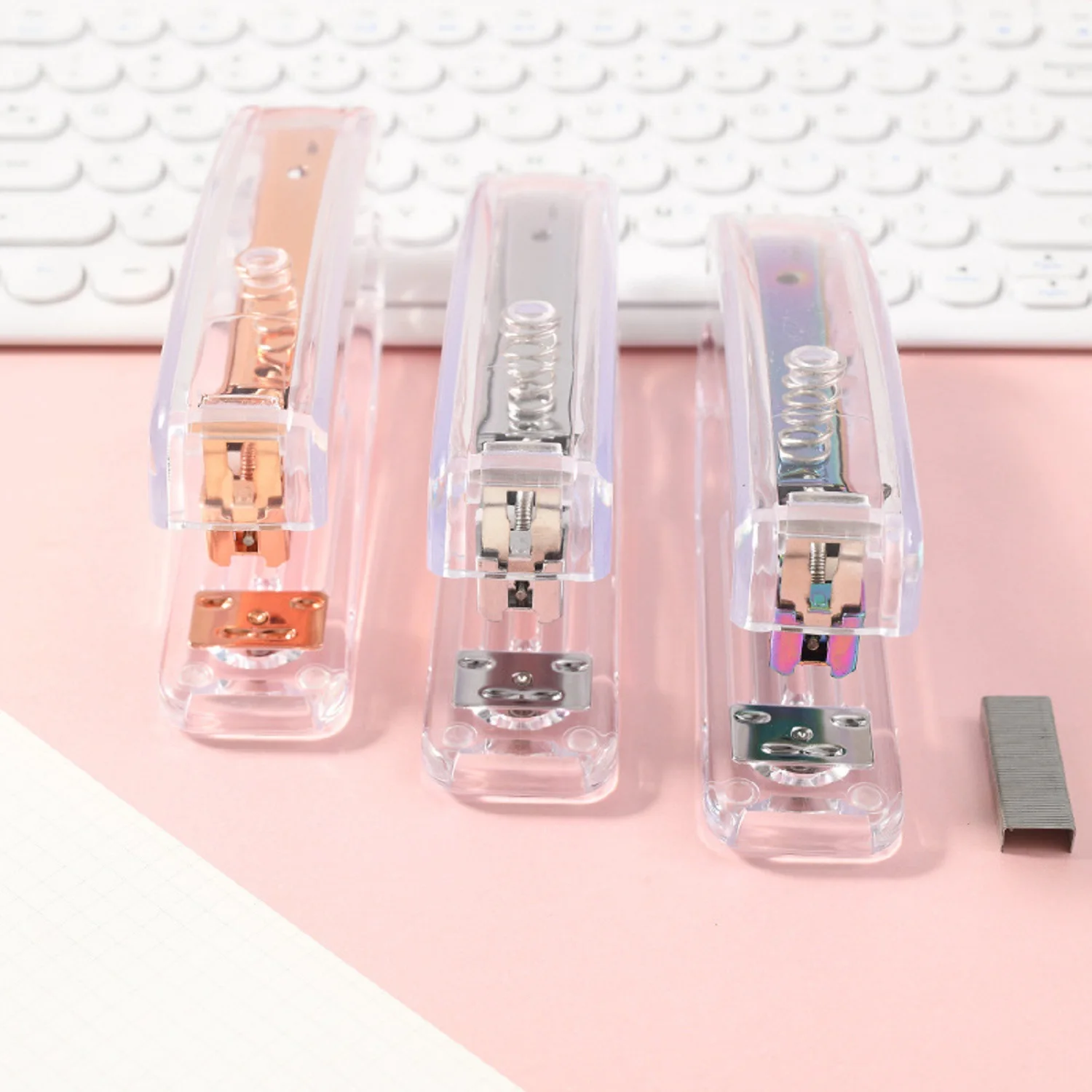 

Makeasy Stapler with 1000 Staples Office Stapler Desktop Stapler 25 Sheet Capacity, Non-Slip-Clear Case