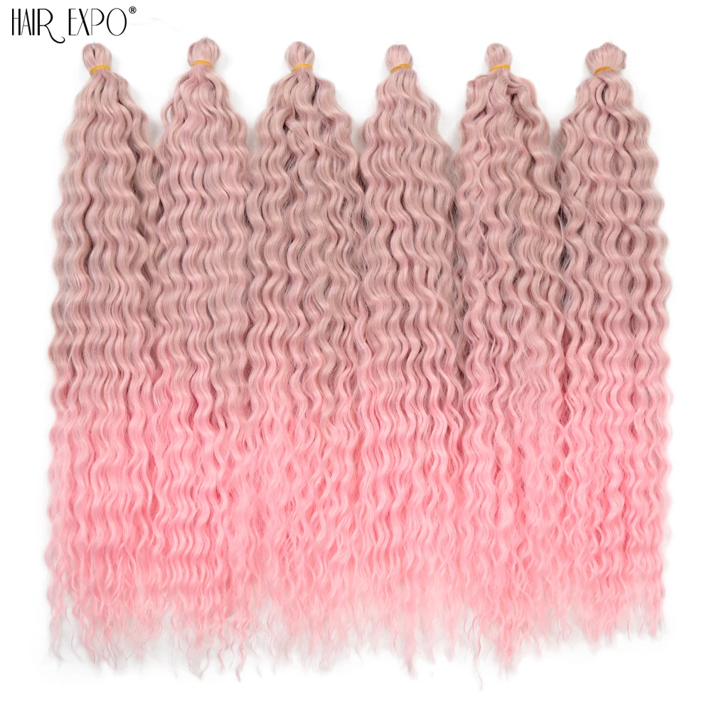 22" Ariel Curl Häkelhaar Synthetische Tiefe Welle Geflecht Haarverlängerung Ombre Ariel Curl Haar Weiche Wasserwelle Twist Haar Blond Rosa – Detail 13