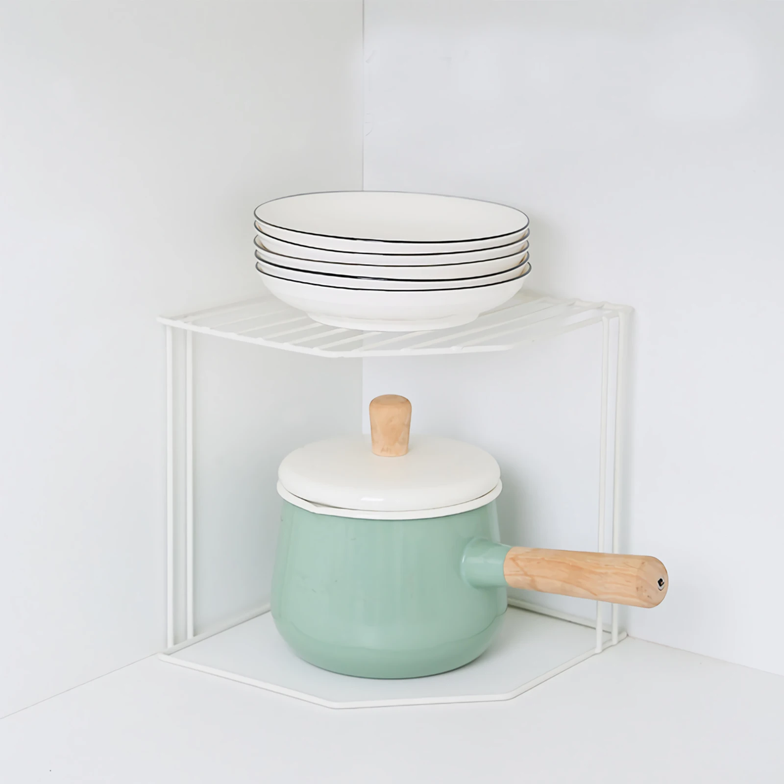 

1pc Multi-Layer Storage 2 Tier Metal Corner Open Unit For Bathroom Kitchen Space Saver Household Organizer Iron Stand Rack