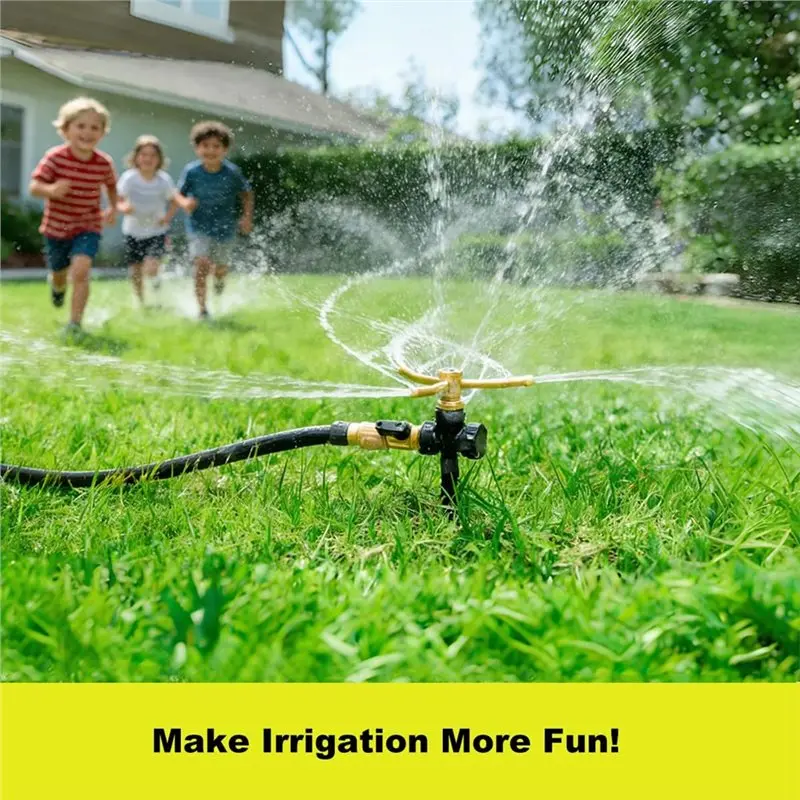 ABGH-Metal Lawn Sprinklers 2-Pack With Spike Base- Heavy Duty 3- 360° Rotary Garden Sprinkler System
