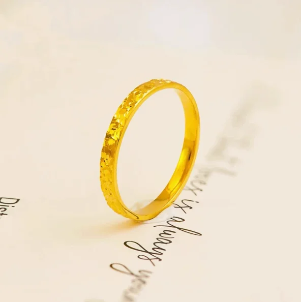 100% 999 real gold rings for women 24k wedding rings simple ring 1.4mm /2mm