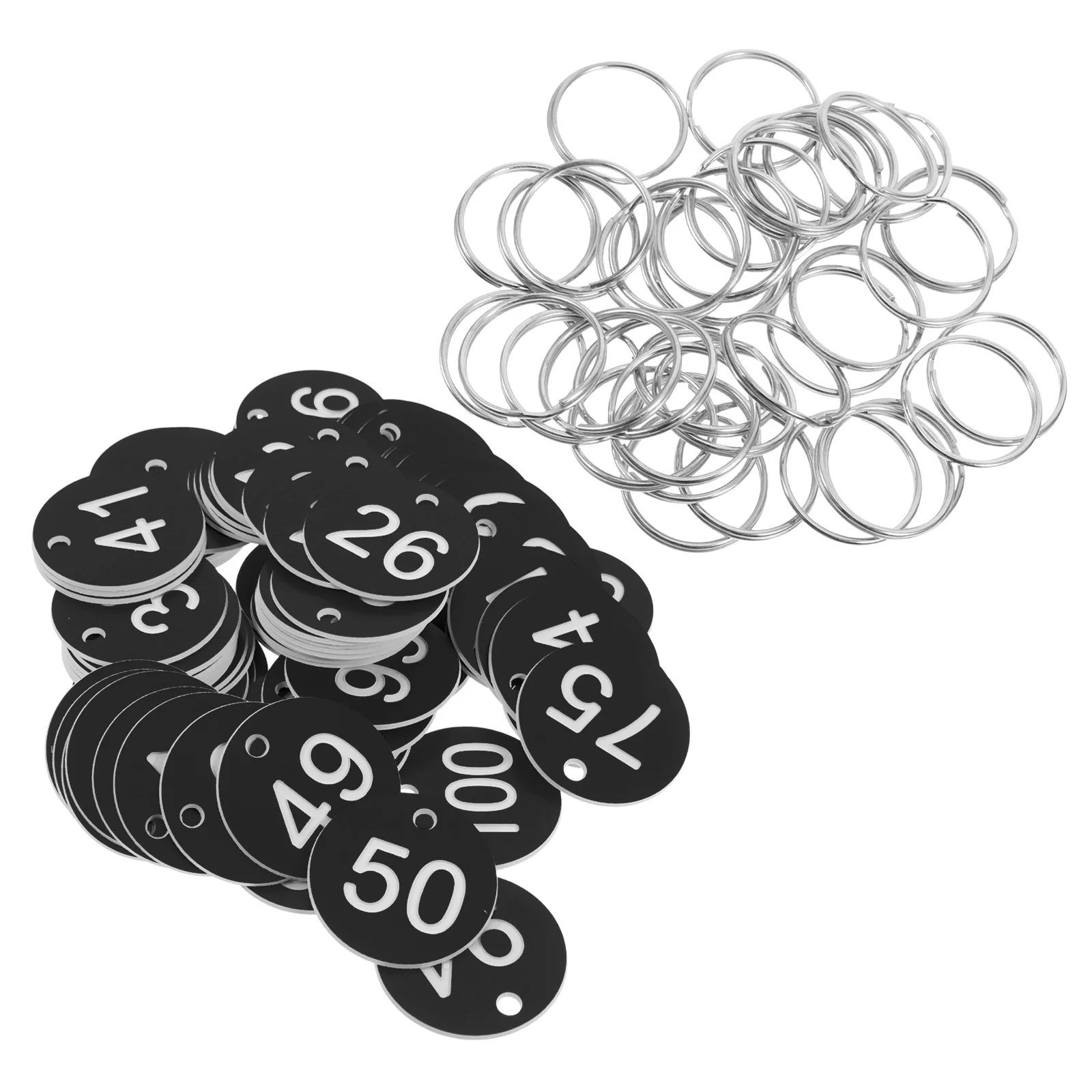 100pcs Plastic Tag Numbers Plastic Numbered Labels Number Key Tags Numbered Id Tags Circular Number Tags With Metal Rings