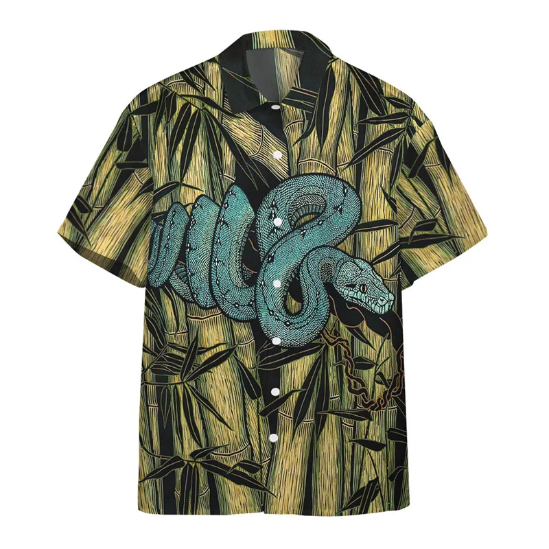 Animal 3d Printed Leopard Snake Skin Hawaiian Shirt For Men Women Button Down Short Sleeve Beach Vacation Street Blouse Clothes