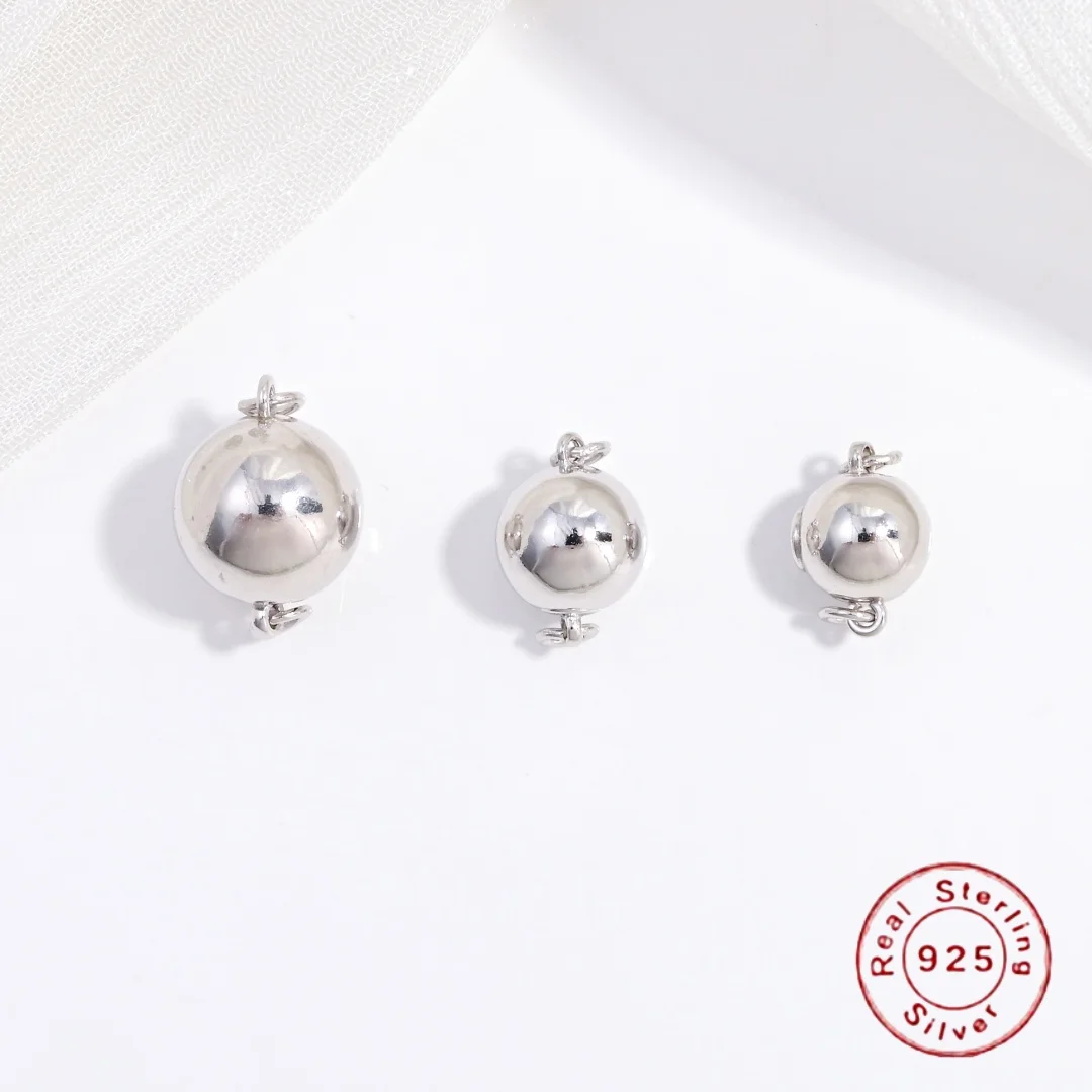 

S925 Sterling Silver Polished Round Connector Clasp For DIY Handmade Bracelet And Necklace Clasp Jewelry Wholesale SK129