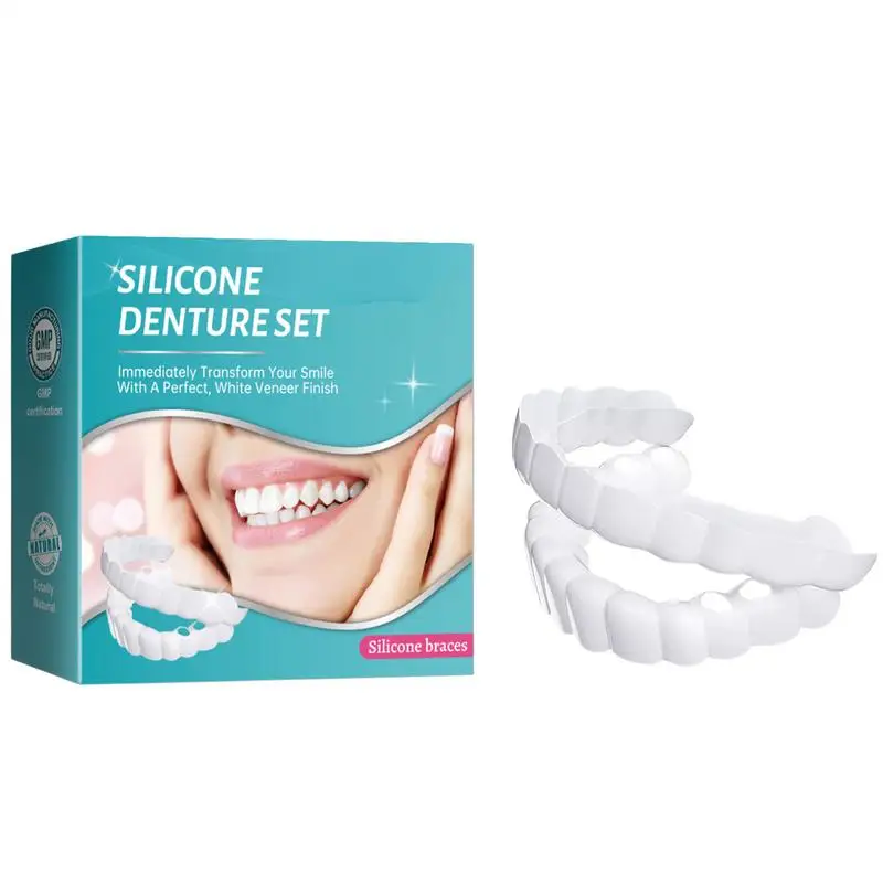 

Зубные протезы Набор для замены зубов Верхние и нижние зубные протезы для женщин и мужчин Натуральные накладные зубы с стоматологическим клеем на каждый день