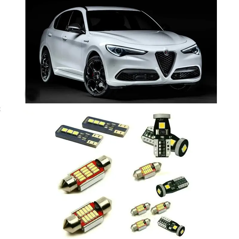 14pc Interior led Car lights For 2021 Alfa Romeo Stelvio Veloce Ti map dome trunk vanity mirror lamp