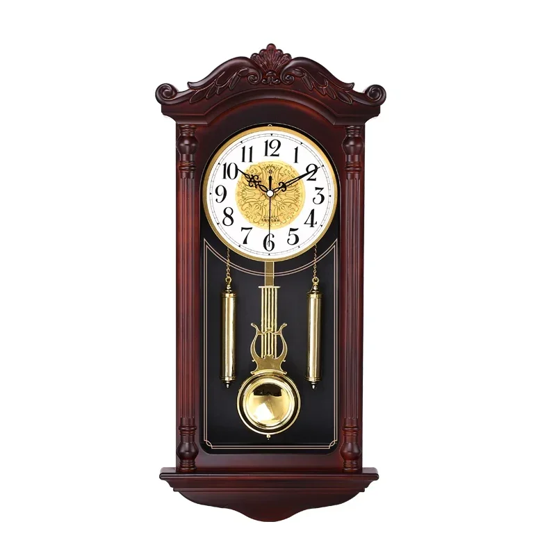 Creative Chinese Wall Retro Living Room Silent Pendulum Swing Clocks Imitation Wood Quartz Clock Duvar Saati Gift FZ693