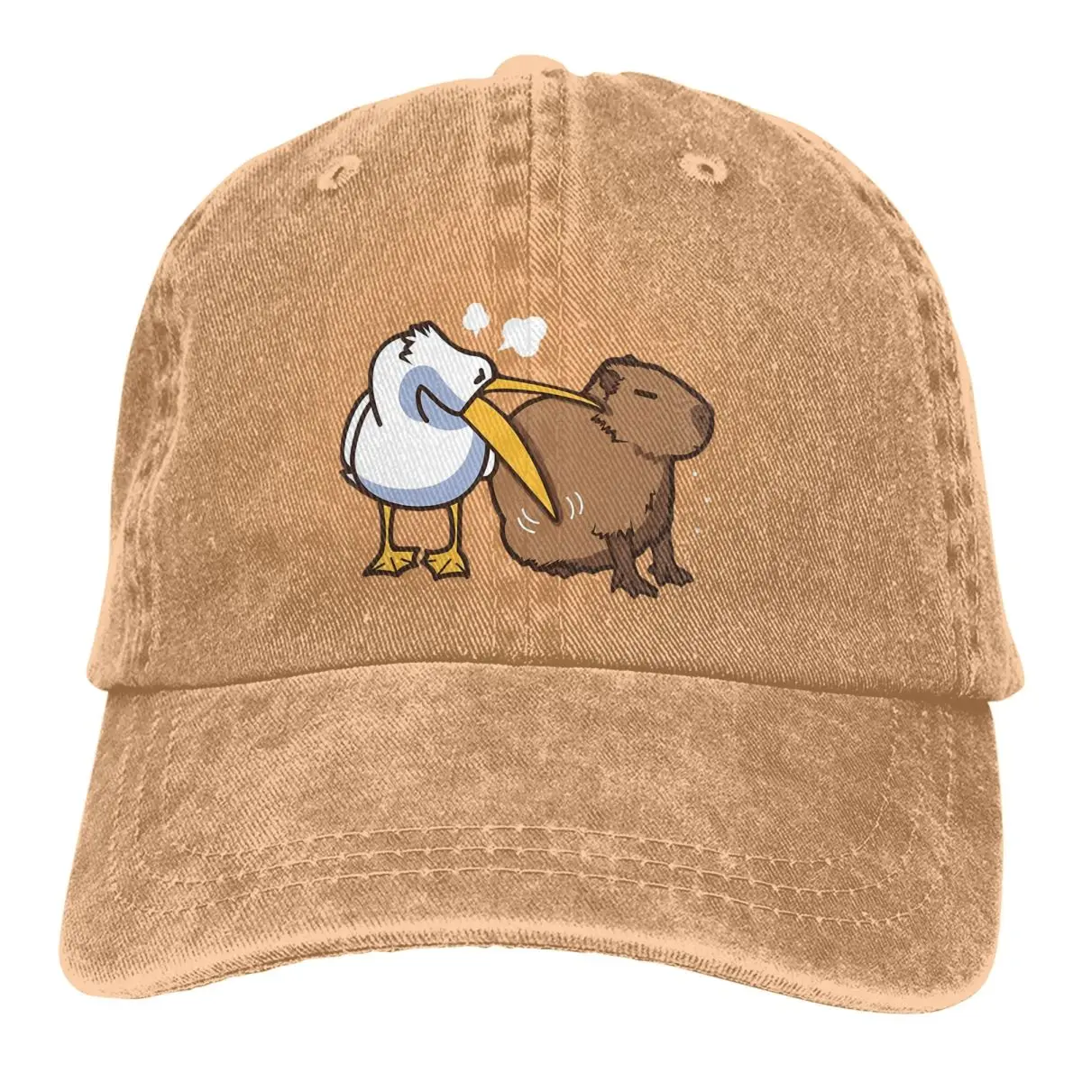 Pure Color Dad Hats Pelican Tries To Eat Capybara Women's Hat Sun Visor Baseball Caps Capybara Animal Peaked Cap