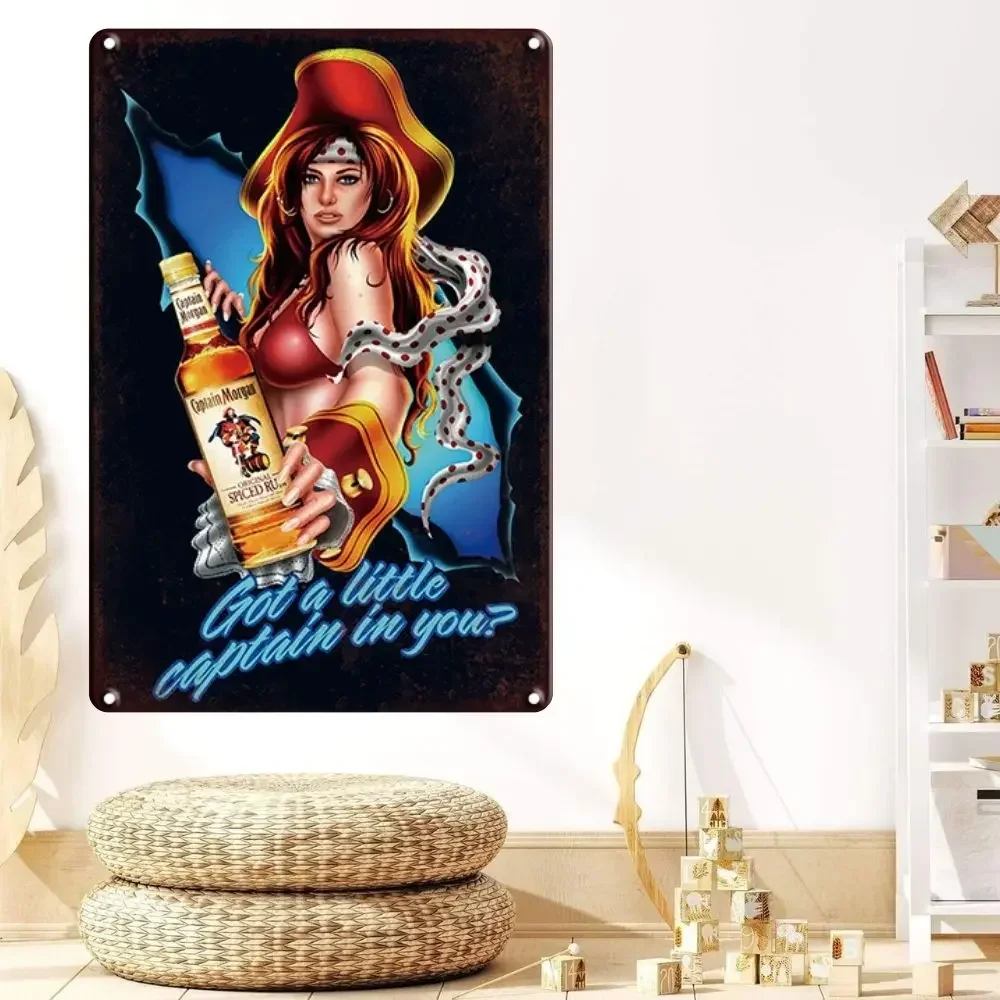 1Pc INEED Vintage Aluminum Sign Captain Morgan Poster Decor for Bar Pub Club Caf Man Cave Wall Decoration Room Home Decor20x30cm