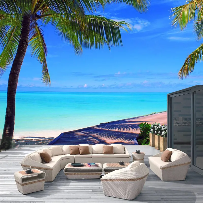 Outdoor sofa combination, high-end villa leisure outdoor sofa, rattan outdoor garden courtyard model room furniture