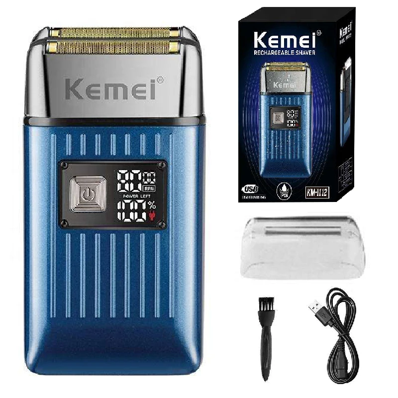 

Kemei KM-1112 Floating Forward Shaving Knives 2 in 1 Men Shaver USB Rechargeable Charging IPX6 Waterproof Beard Razor