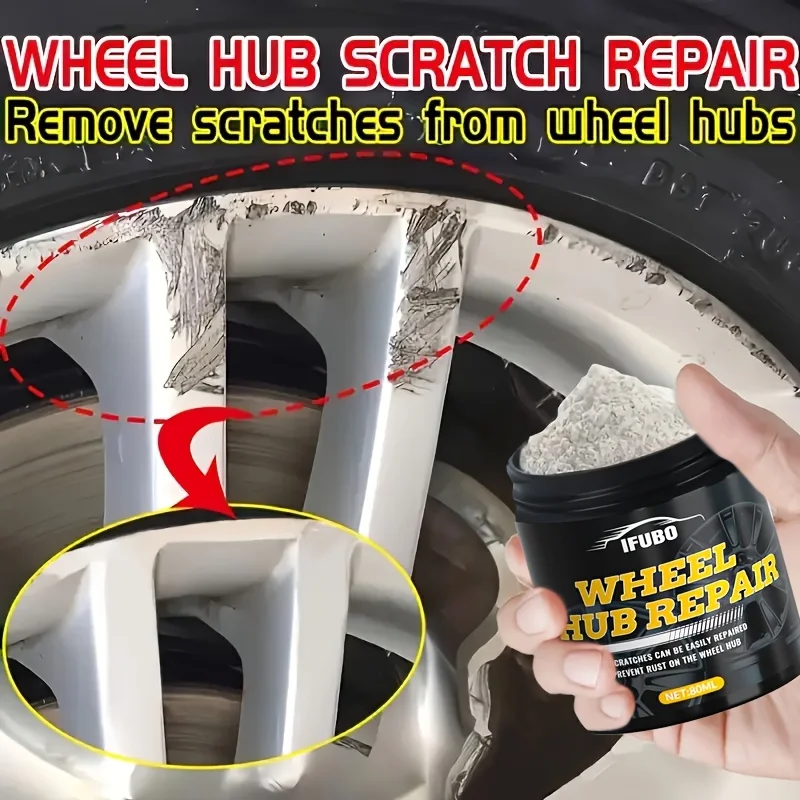 

Car Wheel Hub Scratch Repair Kit, Wheel Hub Refurbishment and Polishing Powder, Car Wheel Hub Scratches, Rust, Fading Repair,