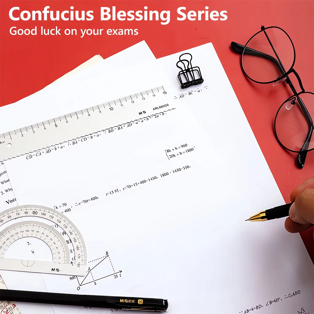 M & G 12 قطعة هلام القلم 0.5 مللي متر أسود كامل حقنة امتحان قلم توقيع غطاء درج طالب القلم الامتحان النهائي متوسط المدى #5