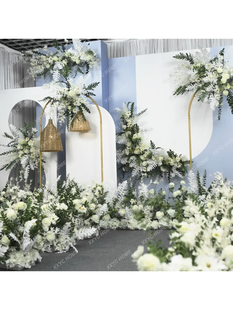 Mori Style White Fresh Wedding Flowers Wedding Stage Background Arch Decoration Trim Road Lead Flower Point Flower