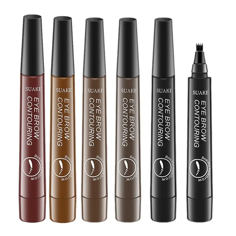Lápis de sobrancelha líquido à prova d'água, 4 pontos, maquiagem de longa duração, cosméticos, microblade, lápis de sobrancelha, maquillajes para mujer
