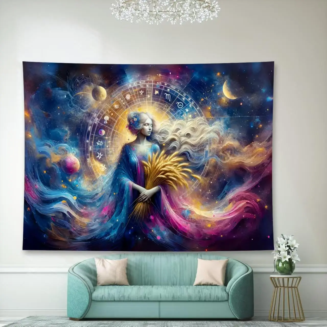Large Galaxy Astrology Cosmic Space Tapestry Wall Decor Boho Mystical Celestial Zodiac Universe Print 150x300cm Abstract Art
