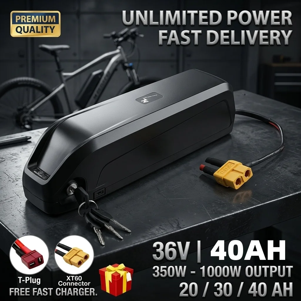 LIDIKALA Hochleistungs-Hailong DP-9 36V 40Ah Lithium-Akku für Elektrofahrräder, eingebauter sicherer BMS-Schutz, XT60-Stecker, geeignet für Bafang BBS02 BBS03 TSDZ8 Mittelmotor 750W 1000W E-Bike-Akku.