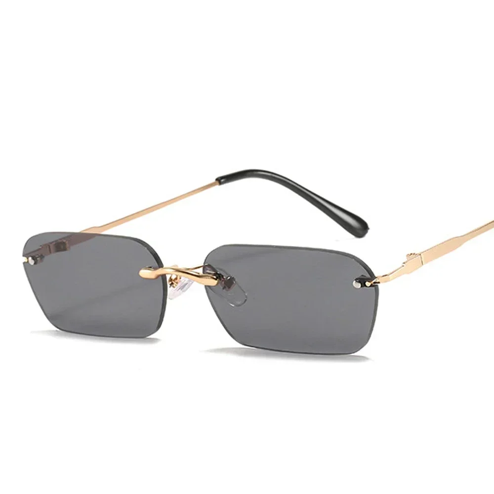 

Fashion Rectangle Sunglasses Women Retro Metal Double Beam Wild Eyeglasses Polygonal Ocean Glasses- Trendy Shades for Women